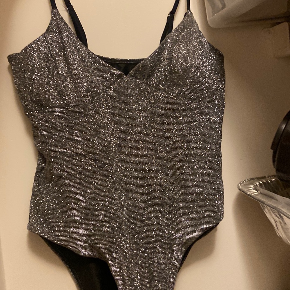 Silver sparkle, Medium,Bodysuit, Adjustable straps